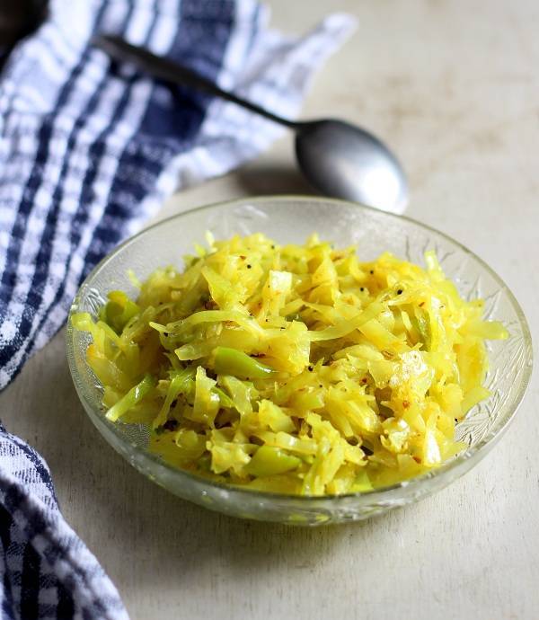 Gujarati Cabbage Sambharo Recipe