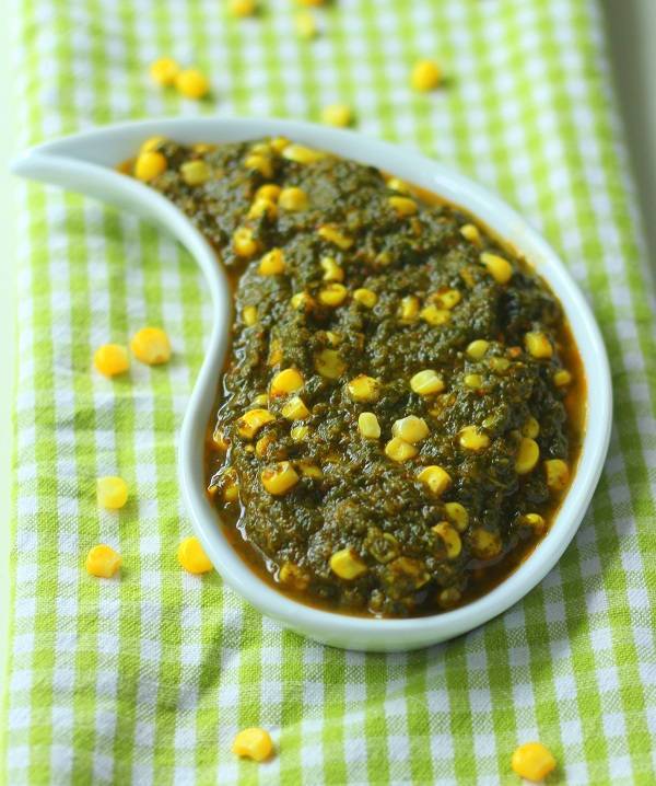 Corn Palak Sabji (Corn Palak Curry)